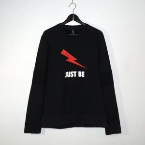 Neil Barrett Thunderbolt Lightning JUST BE Crewneck Sweatshirt Slim Fit Mens LRG